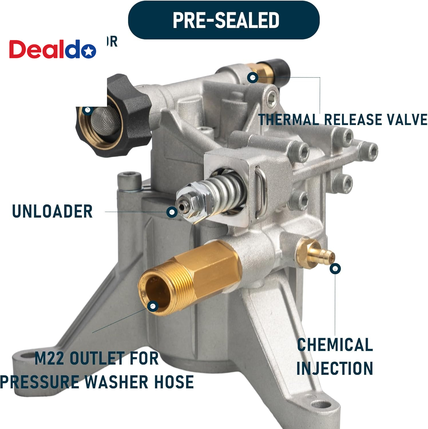 7/8″ Shaft Vertical Pressure Washer Pump, 3400PSI 2.5GPM, Replacement Pump for P