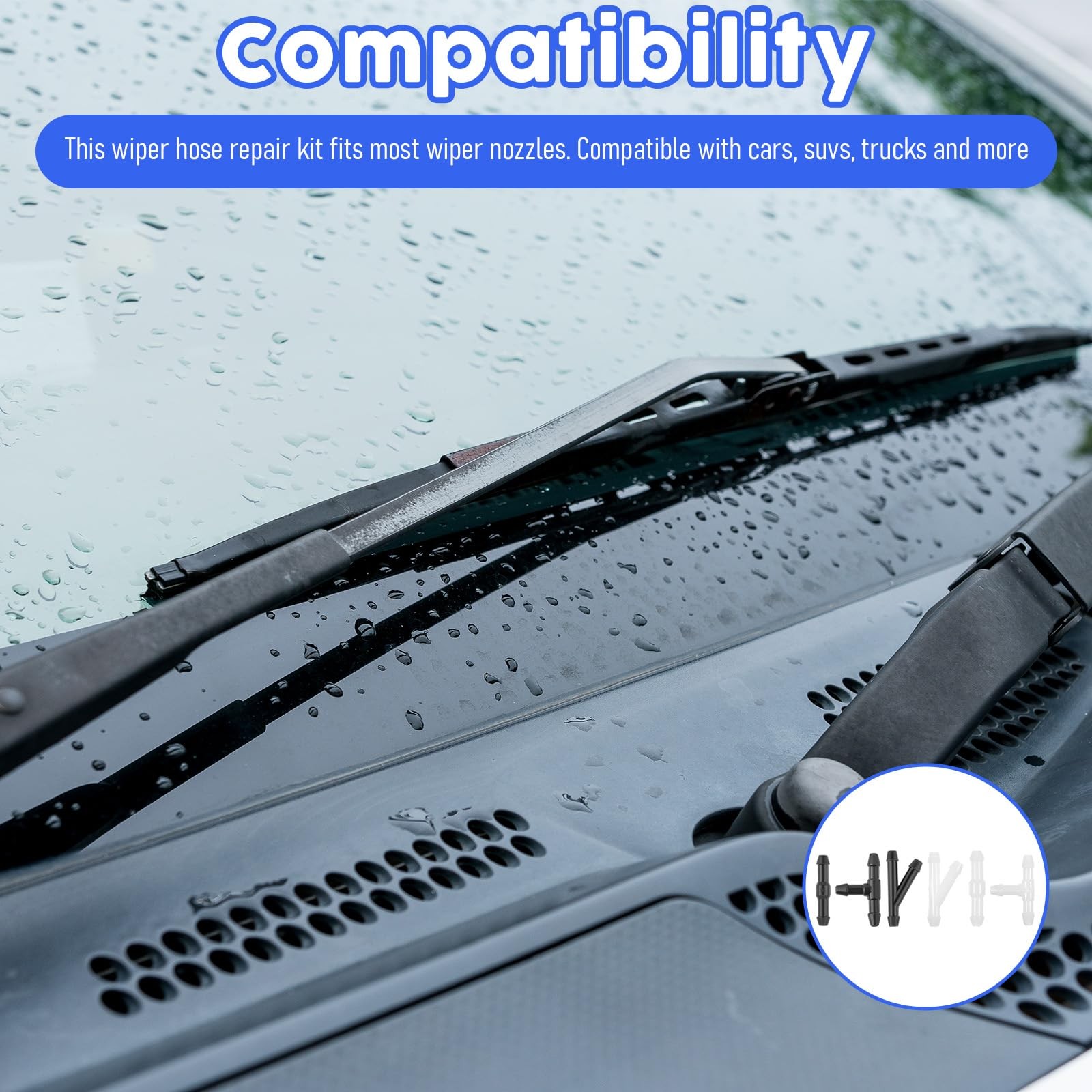 30 PCS Windshield Wiper Hose Connectors 2Way 3Way I/T/Y Splitter Adapters