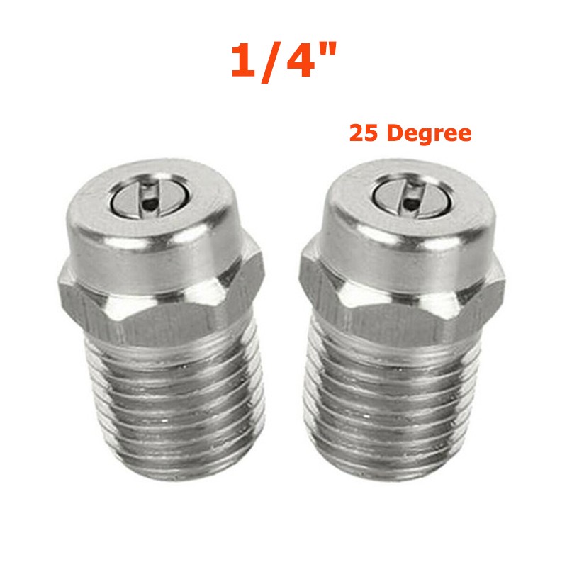 1/4″ NPT Stainless Steel High Pressure Washer Spray Nozzle Tip Kit 25 Degree