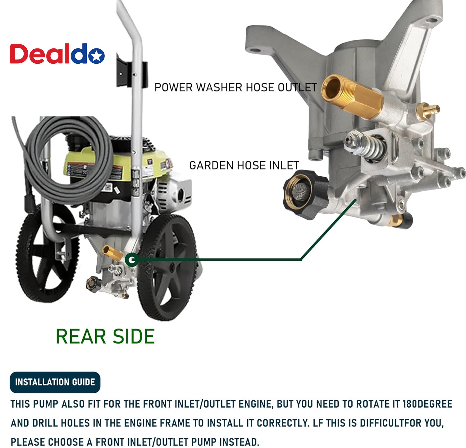 7/8″ Shaft Vertical Pressure Washer Pump, 3400PSI 2.5GPM, Replacement Pump for P