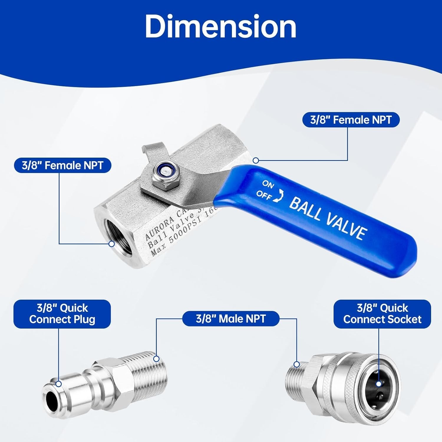 Pressure Washer Ball Valve, 3/8″ Quick Connect Shut Off Ball Valve for Power Wa