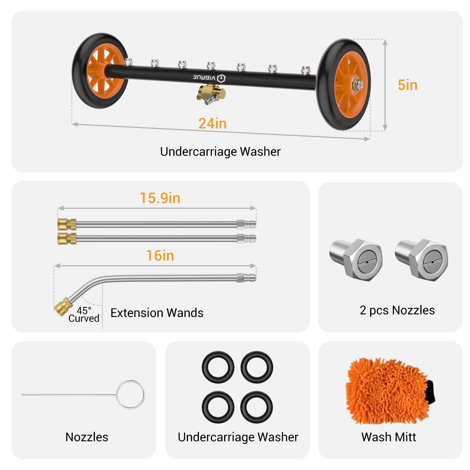 2-in-1 Undercarriage Pressure Washer Attachment,24 Inch Pressure Washer Water…