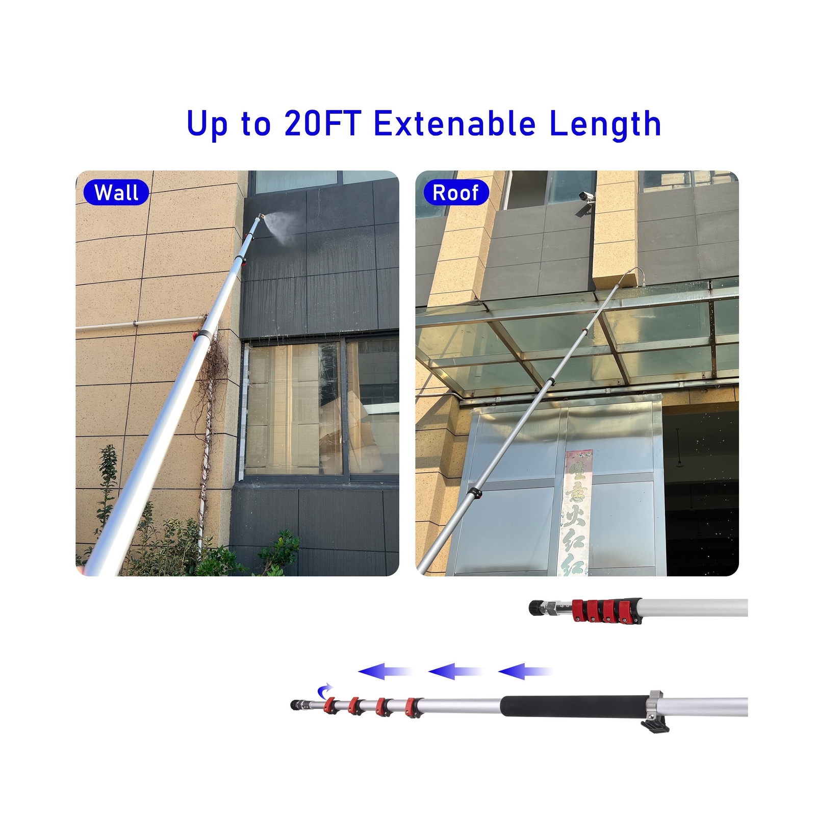 M MINGLE Telescoping Pressure Washer Wand, 20 Feet Aluminum High Power Washer…