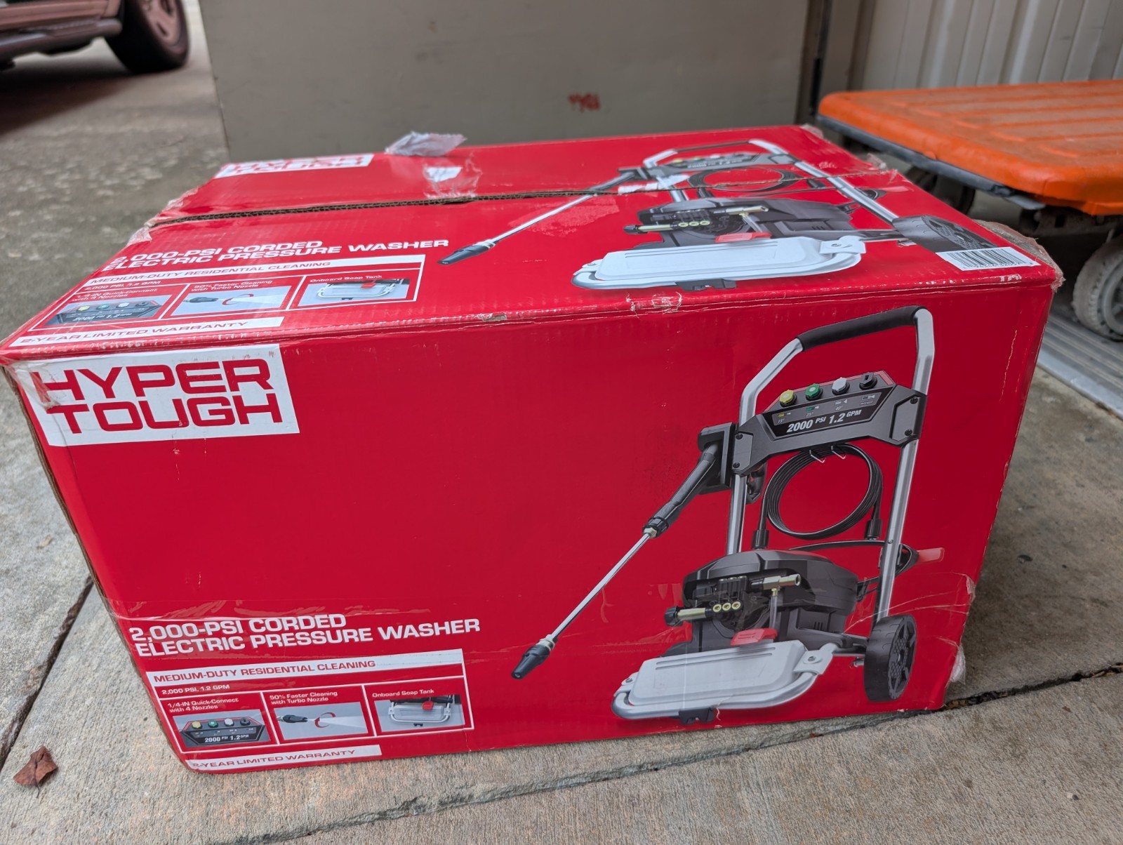 Hyper Tough Electric Pressure Washer, 2000 PSI, 1.2 GPM, 1800W Motor, Cold