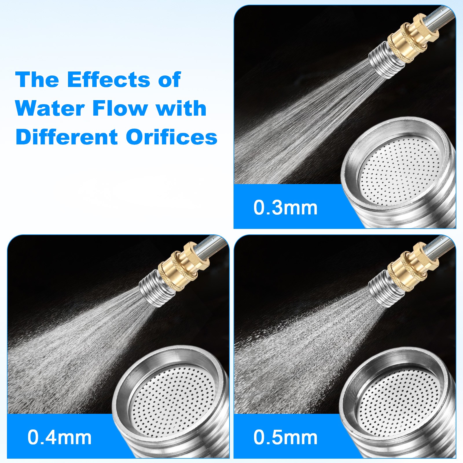 3-Pack Pressure Washer Nozzle Tips for Soft Wash, 0.3mm Soft Rain Head