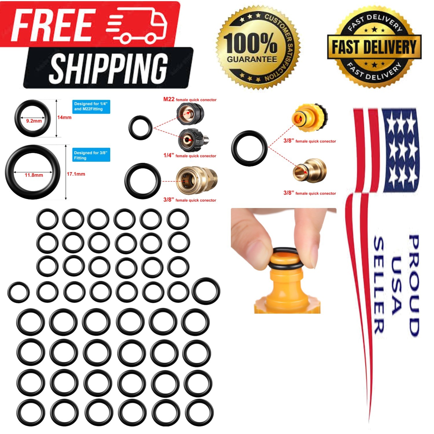 Water-Saving 50-Piece Pressure Washer O-Ring Replacement Set – Easy Install