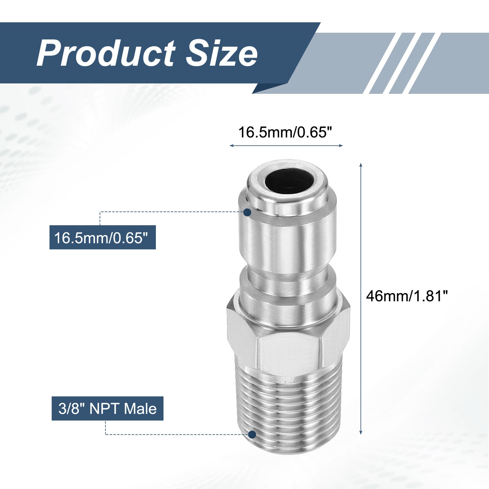 Pressure Washer Adapter, 3/8″ NPT Male Stainless Steel Fittings