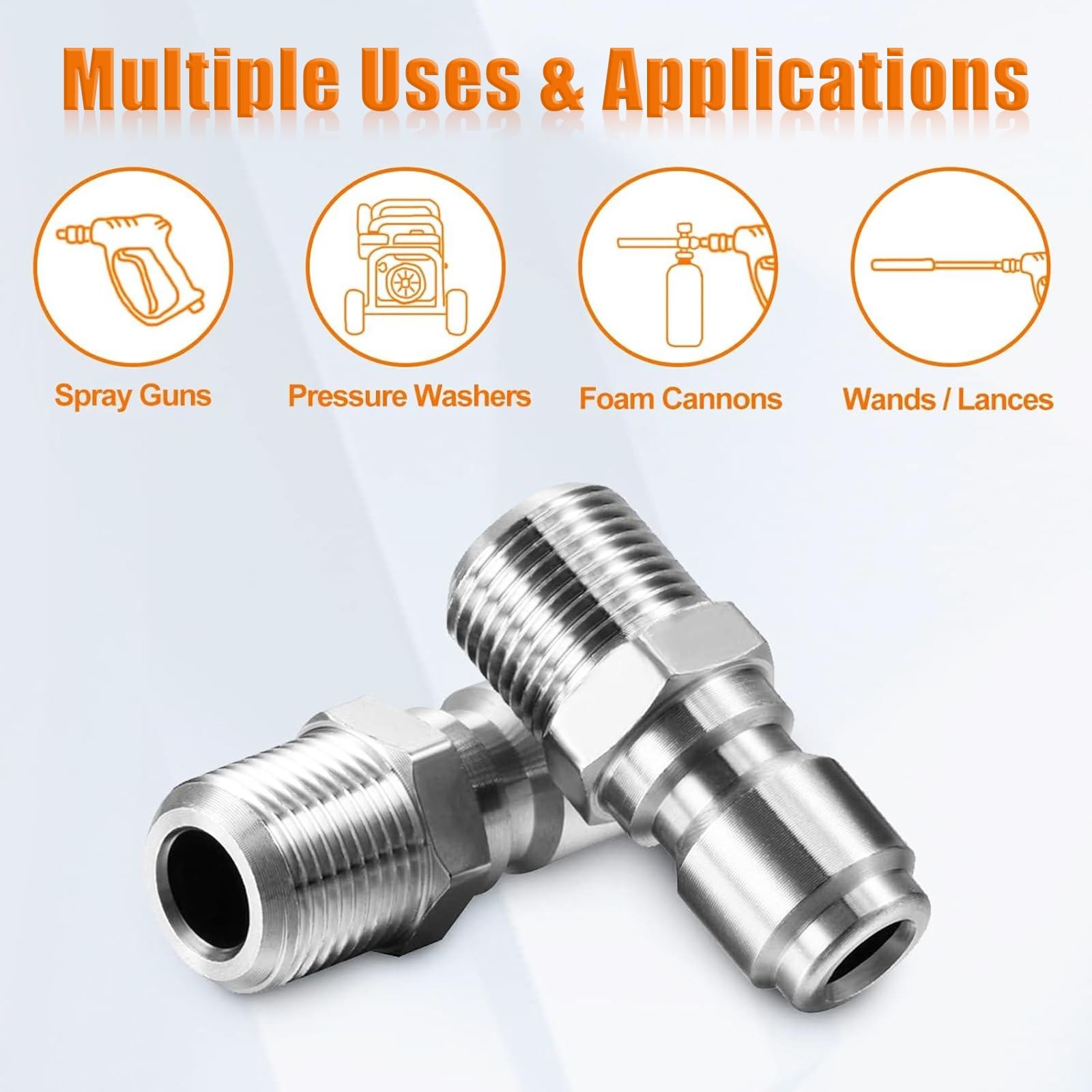 2 PCS 3/8 Inch Pressure Washer Male Nipple NPT Quick Connect Plug