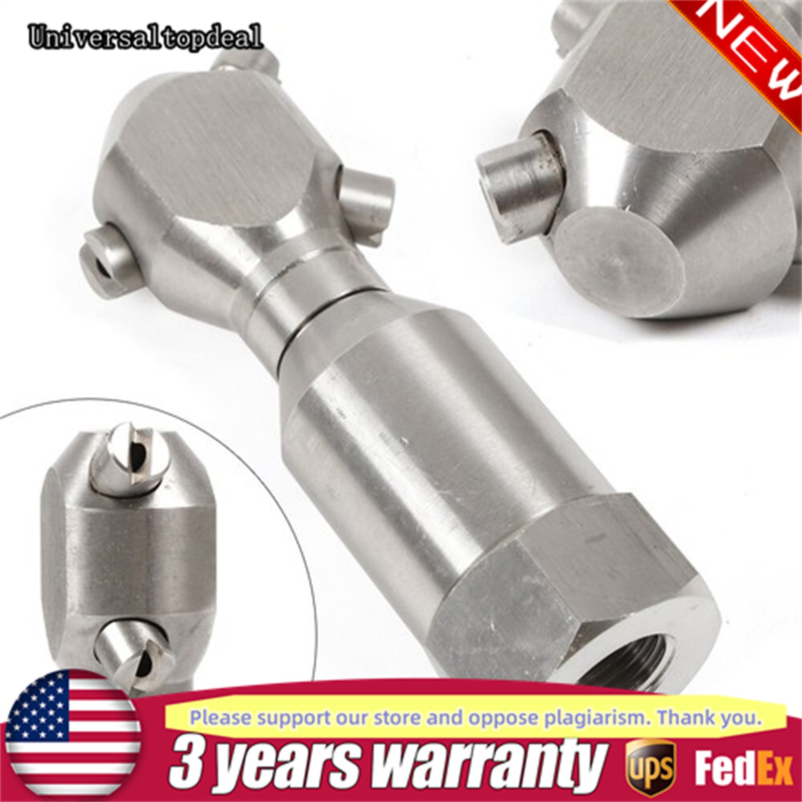 1/2-inch 360 Spinning Jetting Nozzle Drain Sewer Cleaning Jetter Head Stainless