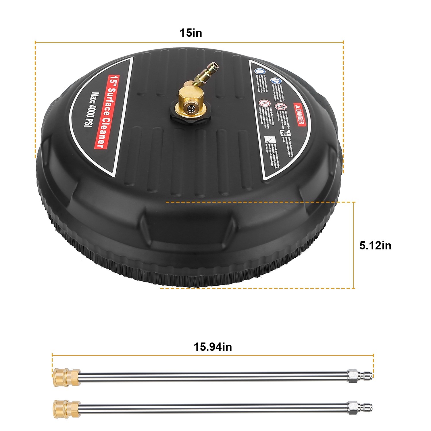 15″ Pressure Washer Surface Cleaner 4000 PSI Power Washer Driveway Broom