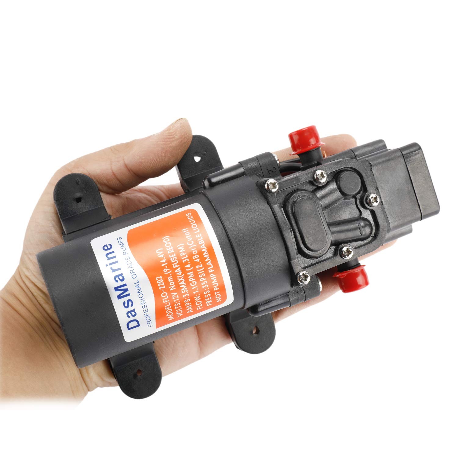 12V Diaphragm Water Pressure Pump 1.1 GPM 35 PSI With 2 Hose Clamps Caravan