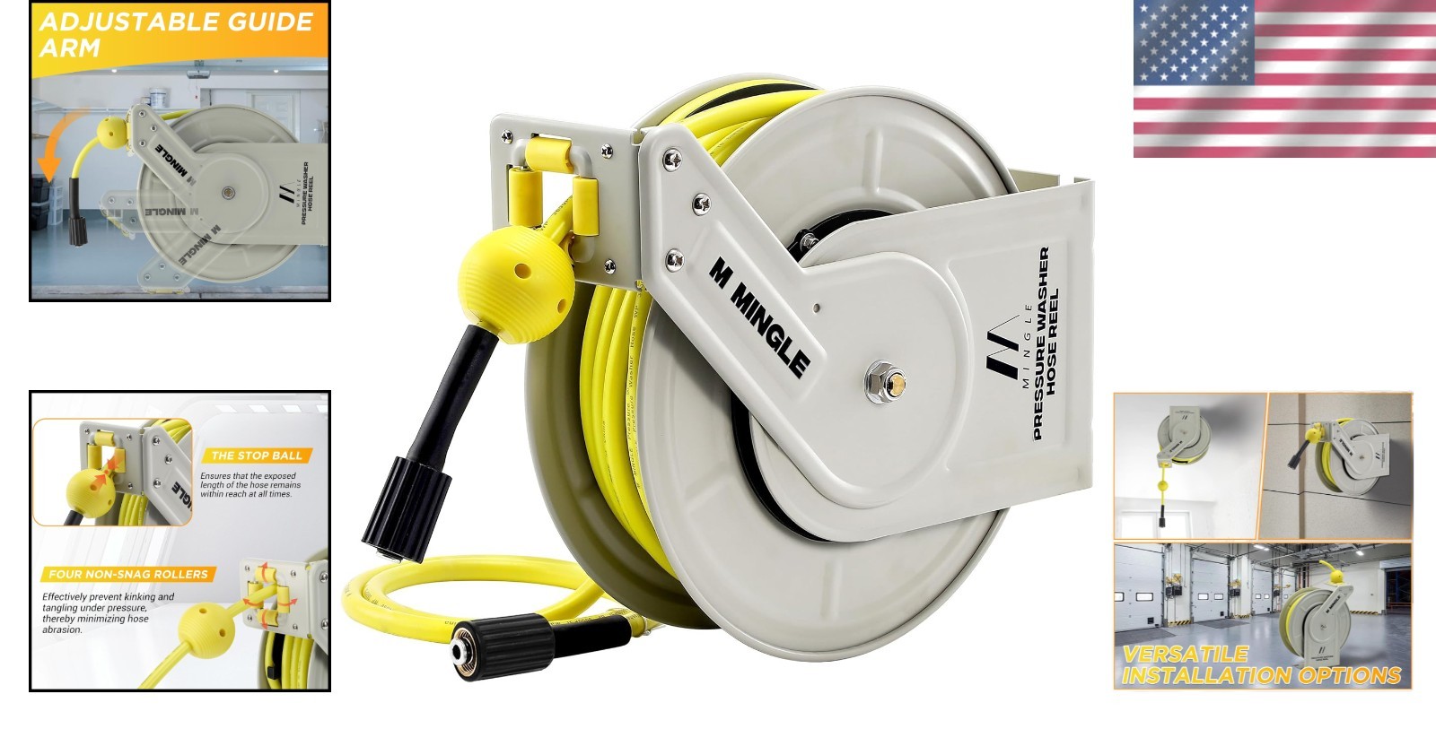 Heavy Duty Retractable Pressure Washer Hose Reel