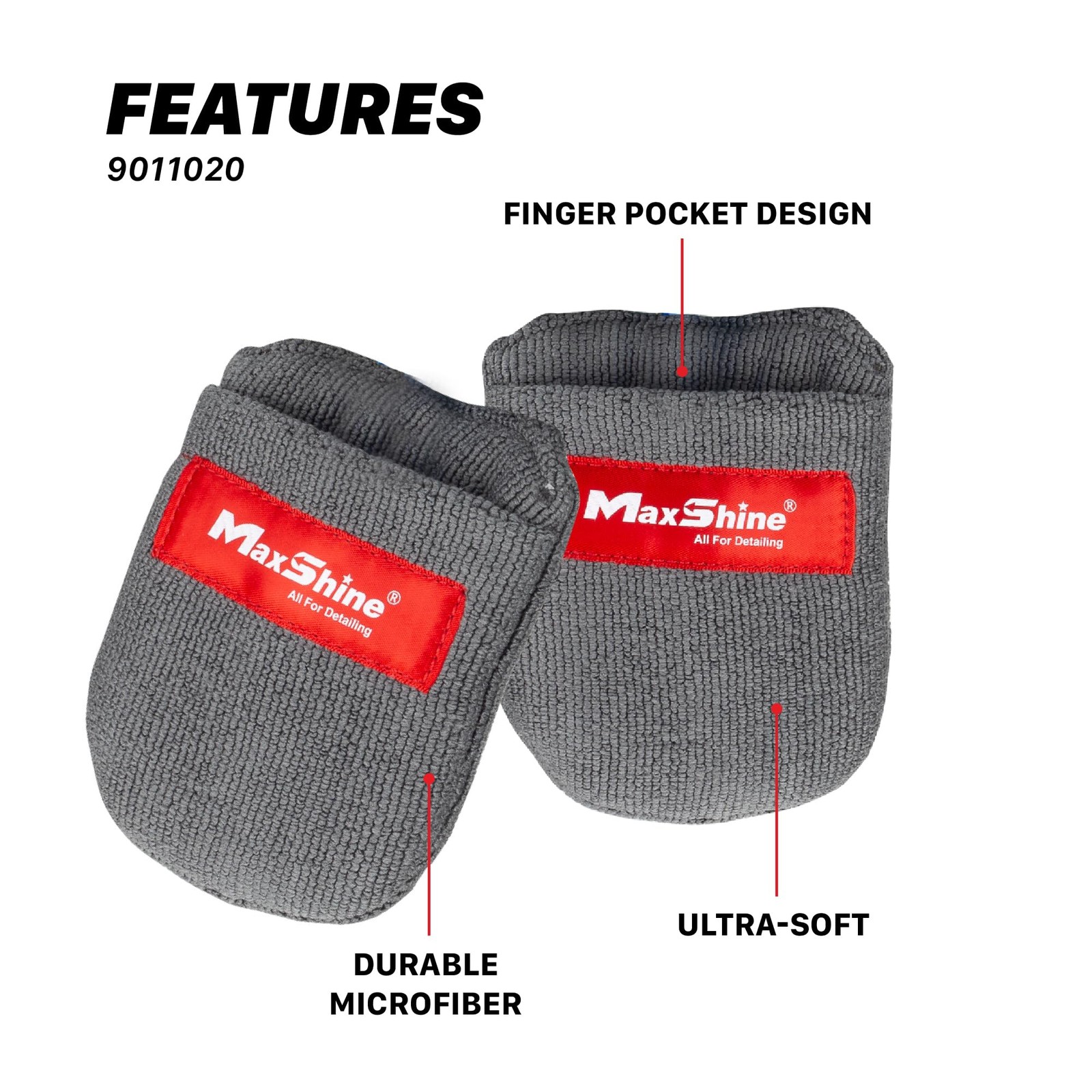 2 Pack Microfiber Coating Applicator Pads Finger Pocket Wax Polish Detailing
