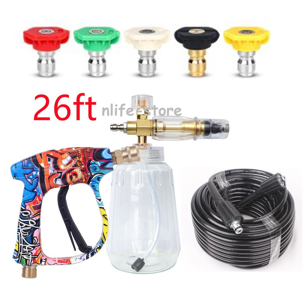 High Pressure 4000PSI Car Power Washer Gun Spray Wand Lance Nozzle and Hose Kit
