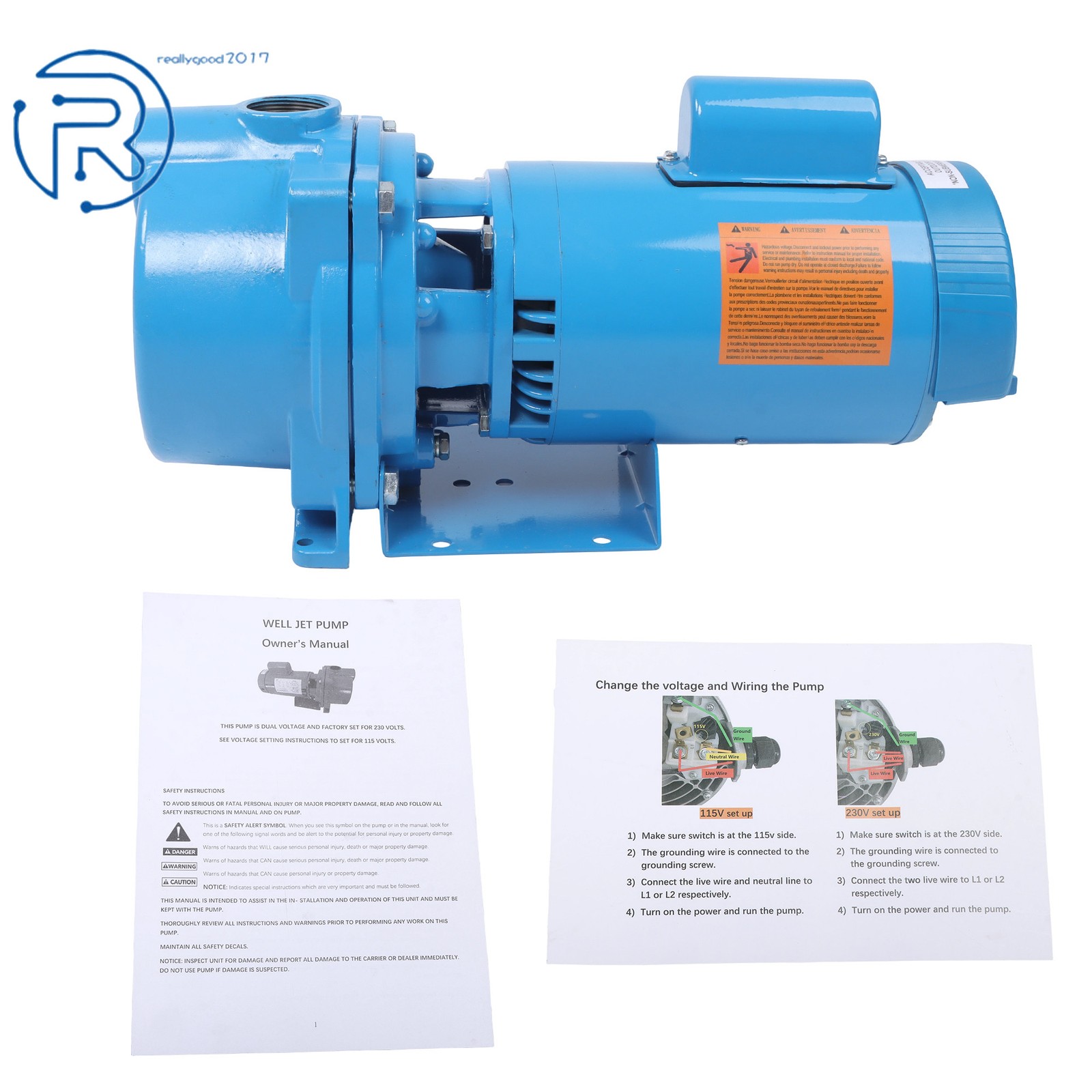 Cast Iron GT15 Self-Priming Centrifugal Pump 1-1/2HP 115/230Volt Water Pump