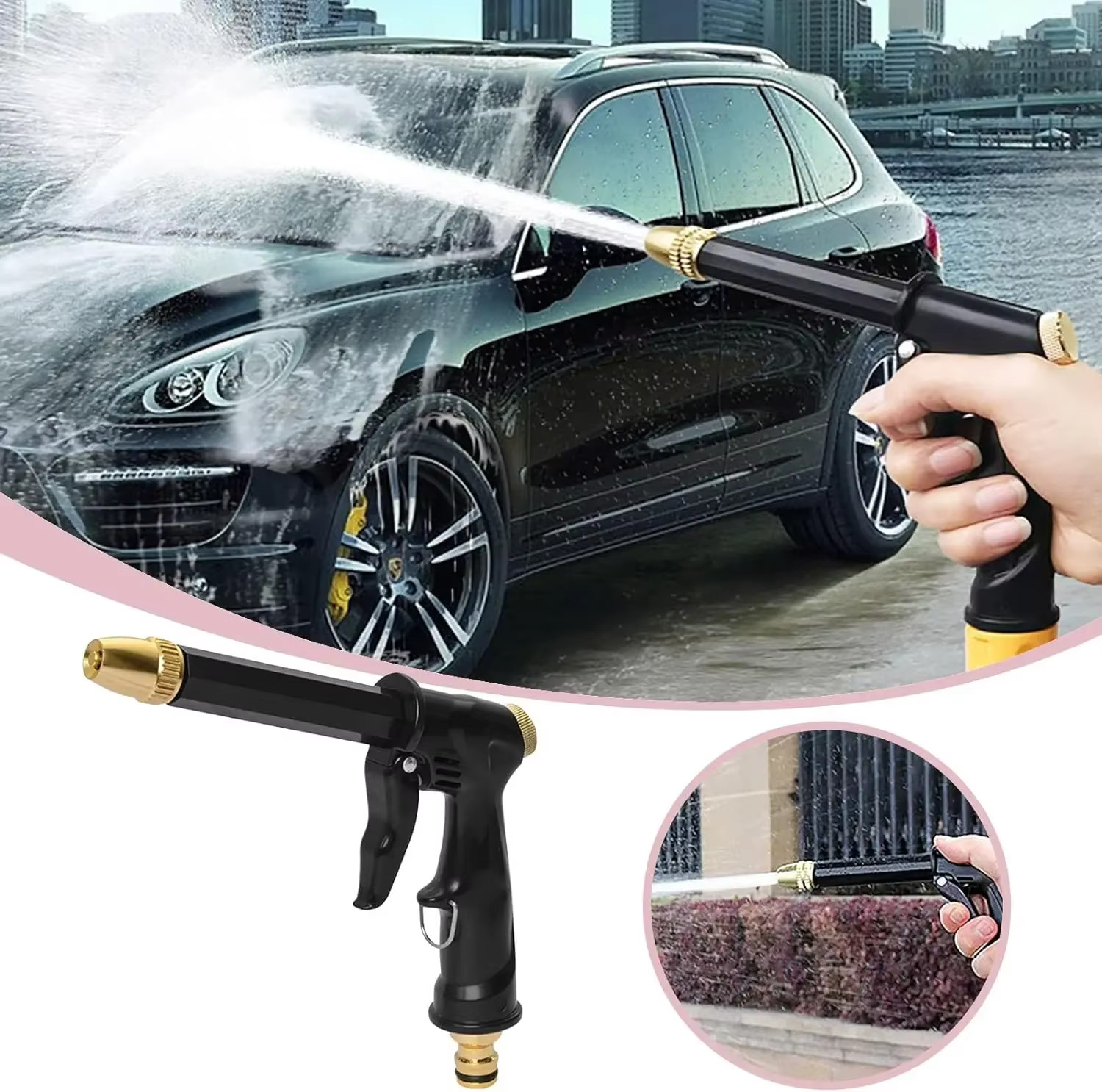 High Pressure Car Wash Water Gun Spray Nozzle Portable Washer for Auto
