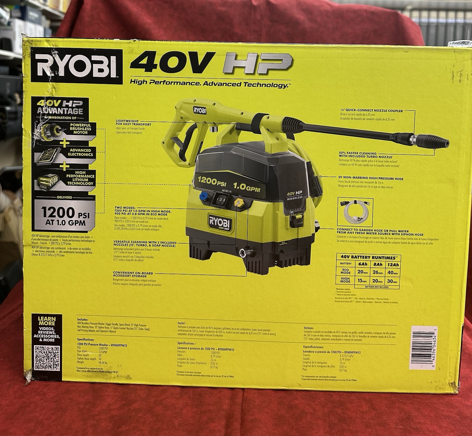 💥BRAND NEW FACTORY SEALED💥RYOBI RY40HPPW12B 40V Brushless PRESSURE WASHER!!!💥