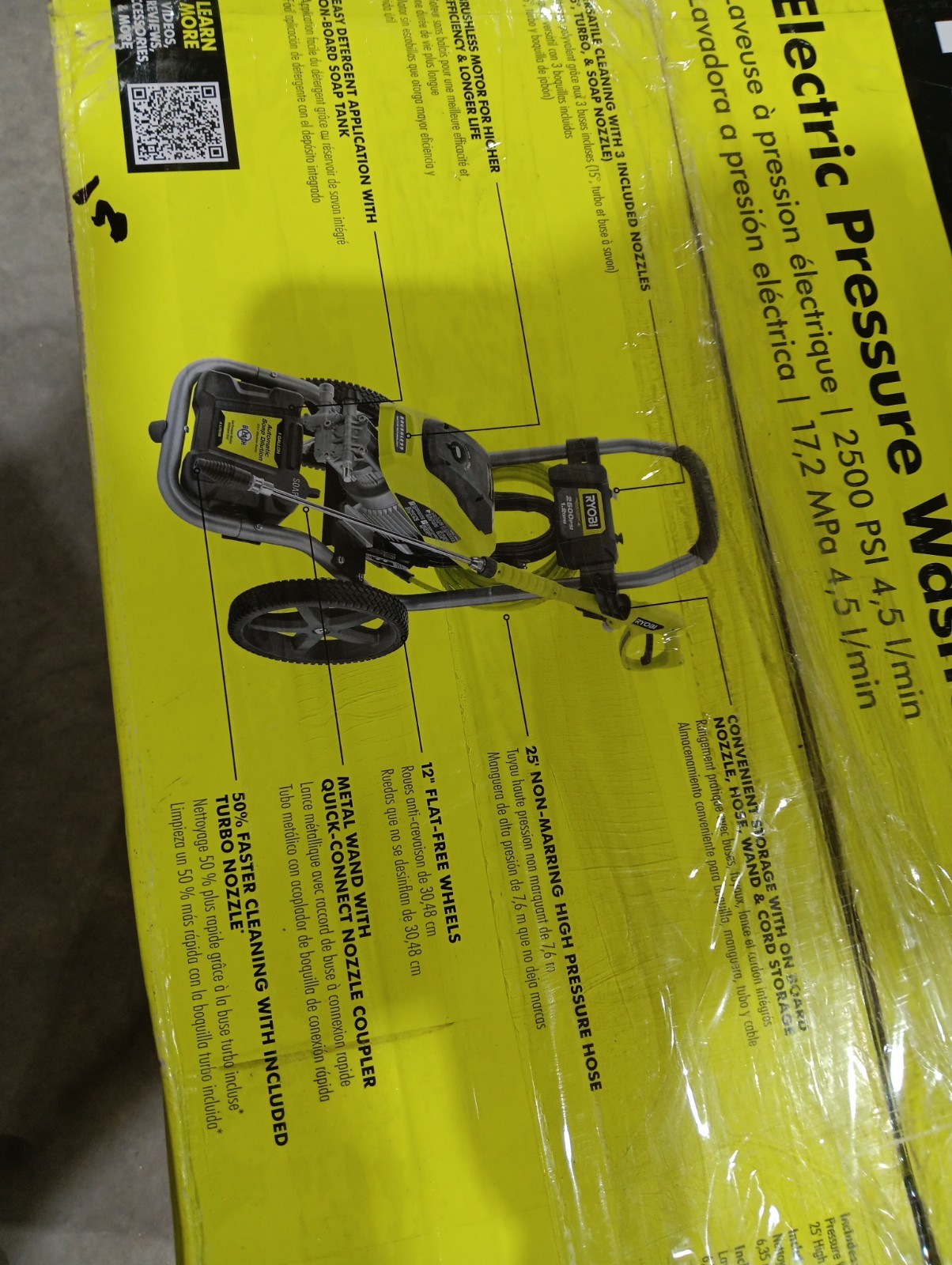 RYOBI 2500 PSI 1.2 GPM High Performance Cold Water Electric Pressure Washer- NEW