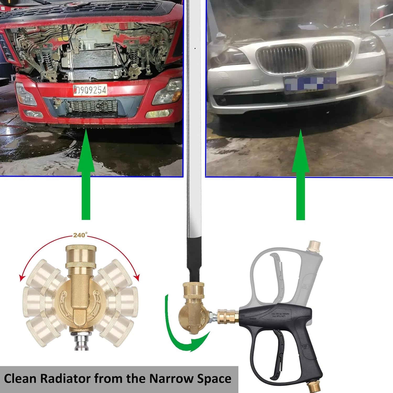 Radiator Cleaning Wand & Car A/C Condenser Cleaner， Engine Cabin Air