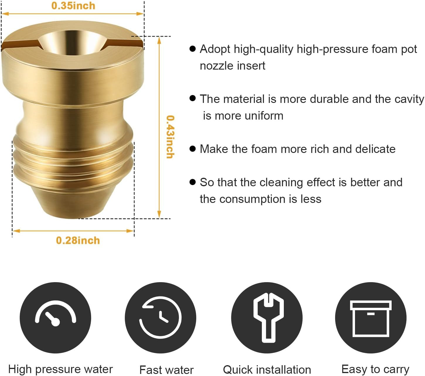 4 Pieces 1.1Mm Orifice for Foam Cannon Nozzle and 10 Pieces Foam Maker, High Rep