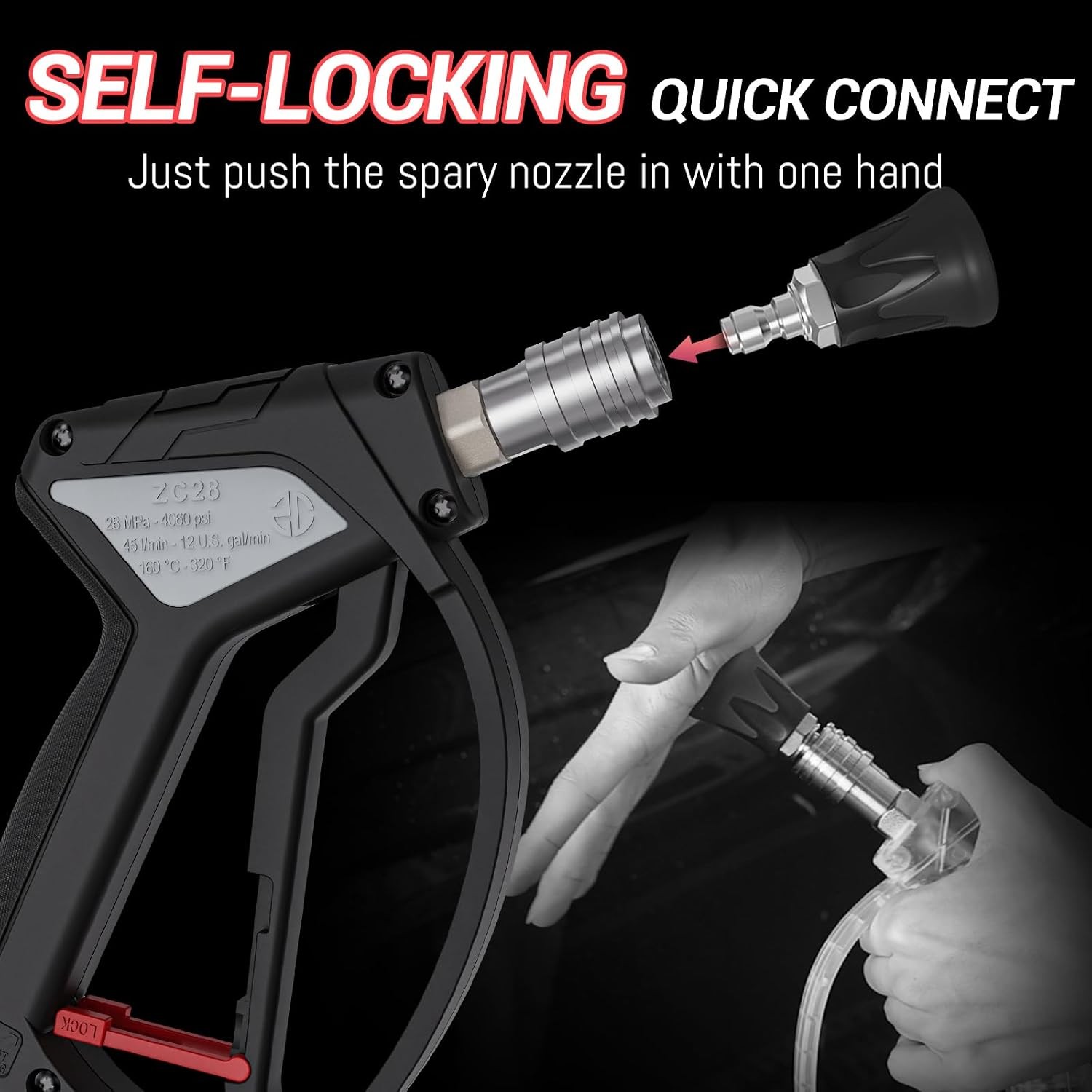 4060 PSI Short Pressure Washer Gun, 3/8″ & 1/4″ Quick Connect Coupler