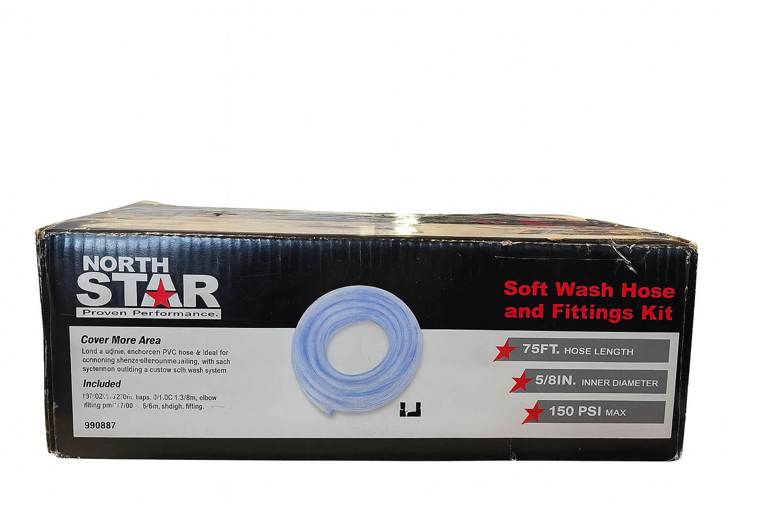 NorthStar Pressure Washer Hose, 75ft. x 5/8in., Includes Fittings Kit