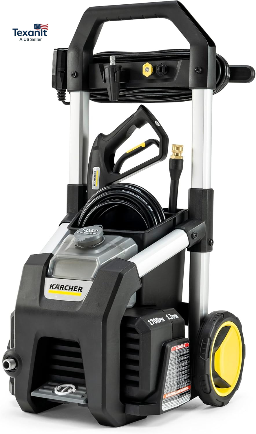 Pressure Washer K1700B, CETA Certified, 3 Spray Nozzles, Detergent Tank, for Car
