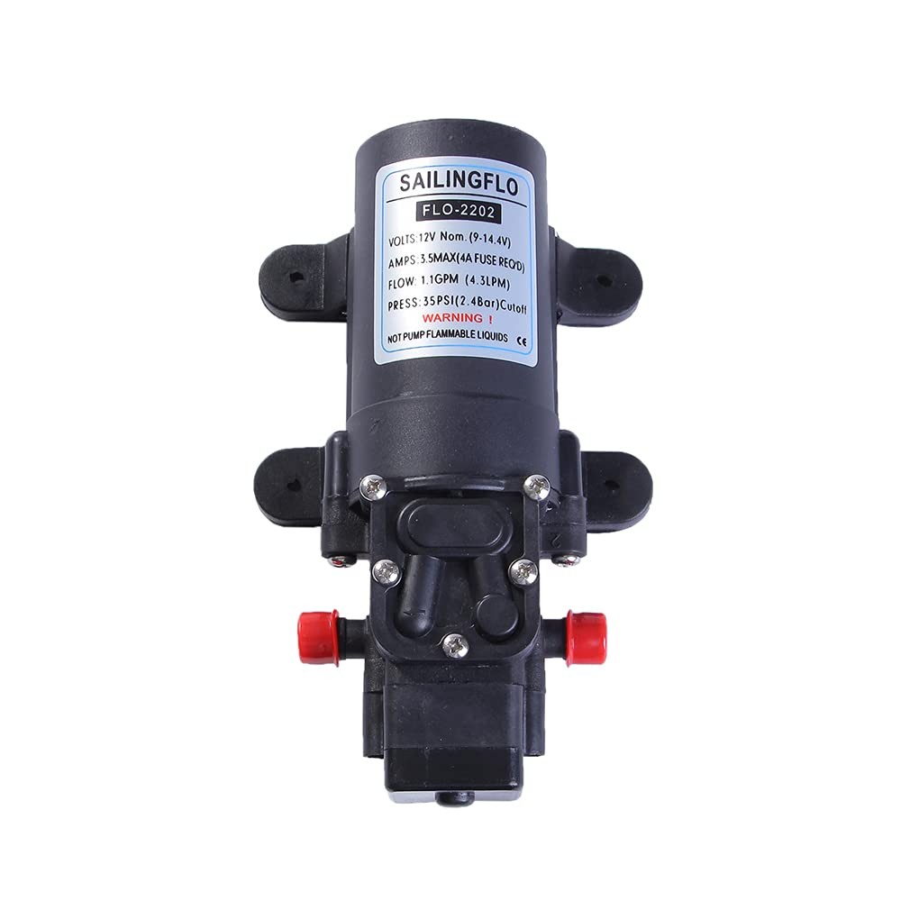 SAILINGFLO Diaphragm Water Pressure Pump for Caravan/RV/Boat/Marine 12V DC 1….
