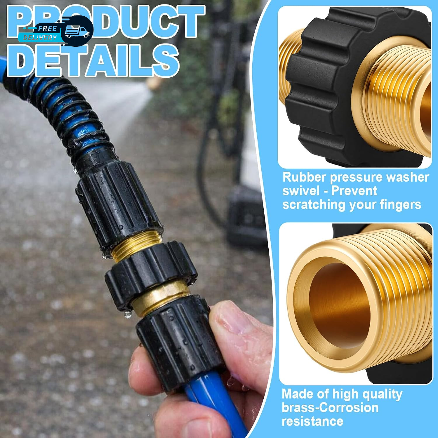 M22 14Mm Pressure Washer Hose Connector M22-14Mm Male-To-Male Adapte