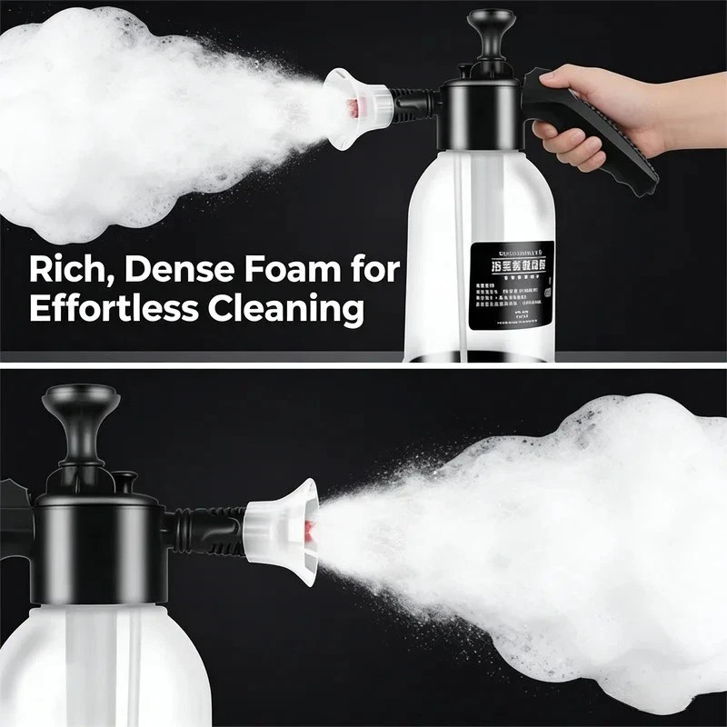 2L Hand Pump Foam Sprayer Snow Foam Cannon Car Wash Bottle 2 Nozzles