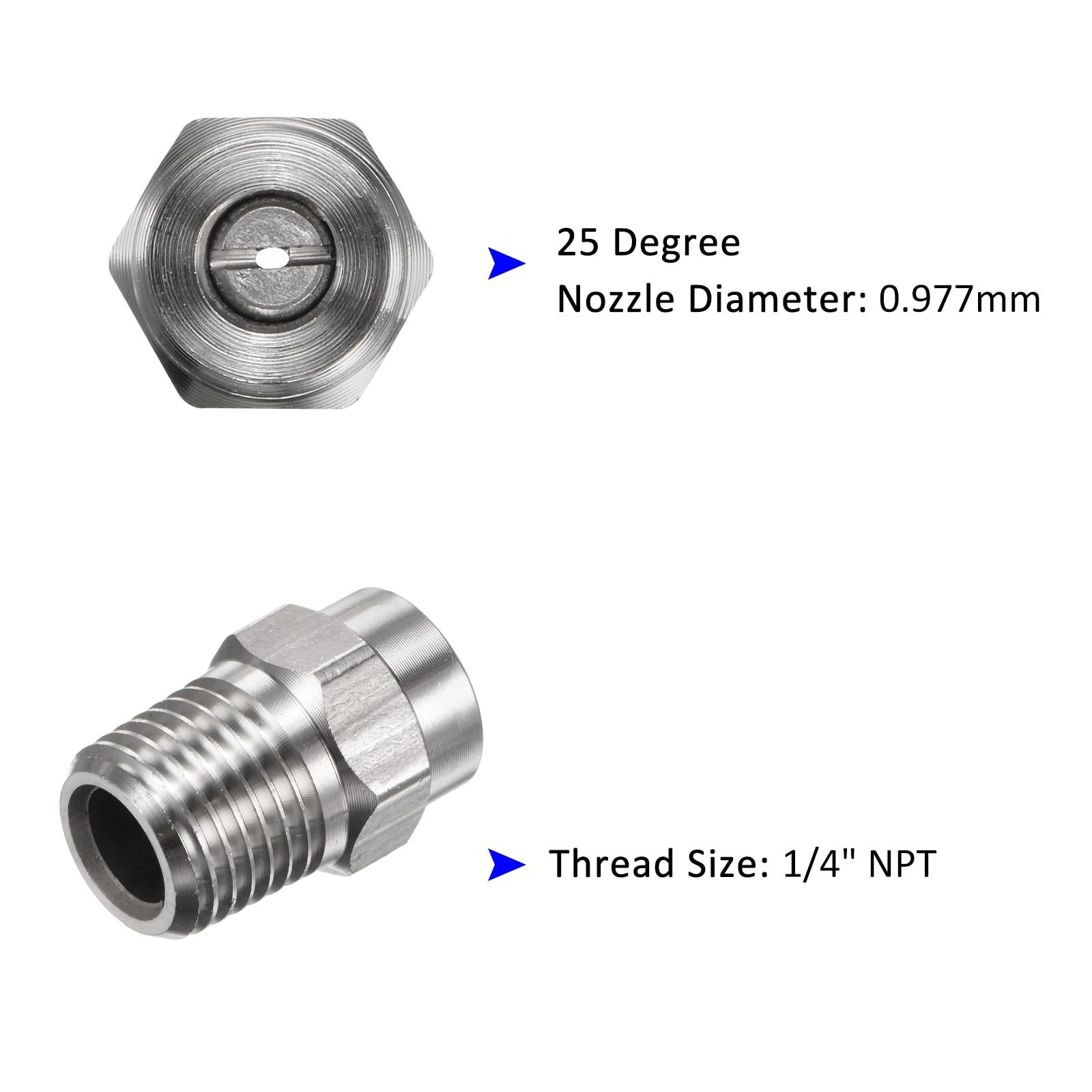 Surface Cleaner Nozzle Tips 8 Pack 25 Degree 1/4 NPT Male Replacement