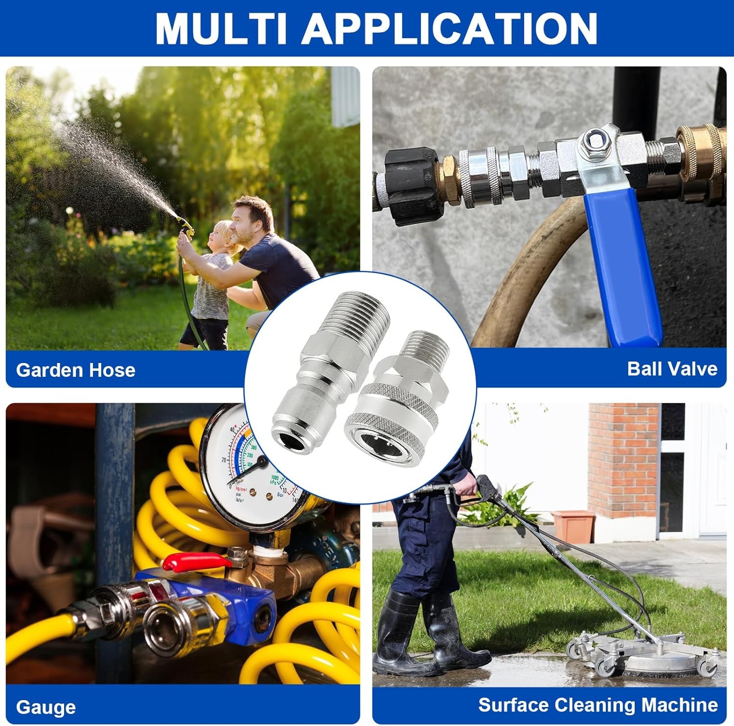 Wayona 8 PCS Pressure Washer Quick Connect Kit – 3/8 Quick Connect Hose Fittings