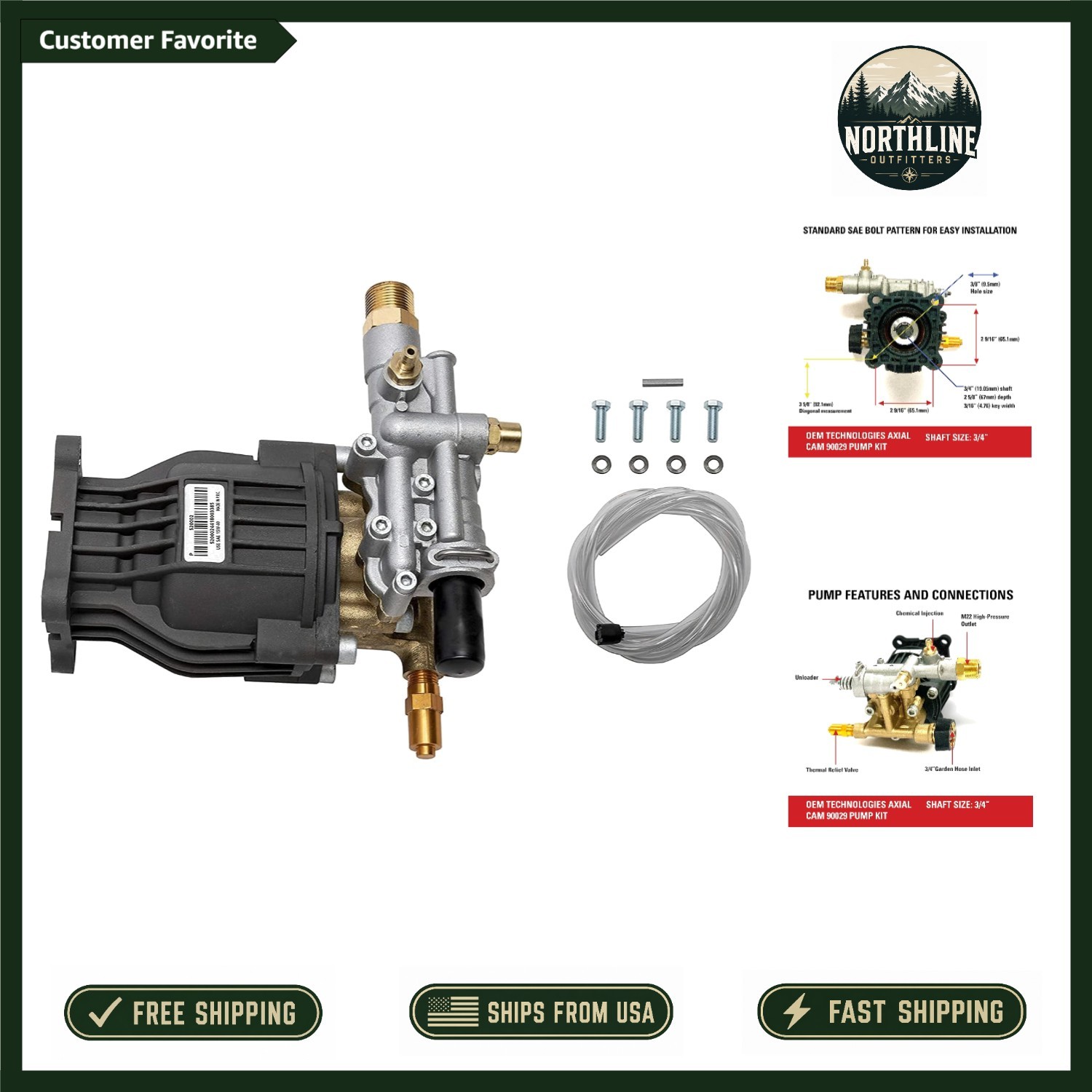 3400 PSI Replacement Pressure Washer Pump Kit – Easy Install, Compatible 2.5 GPM