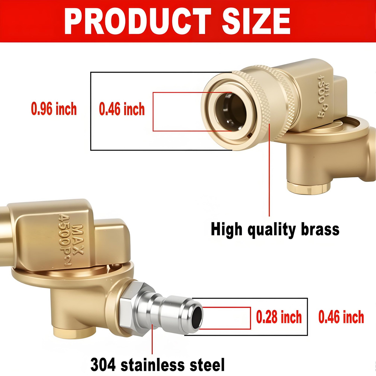 8 PCS Universal Pressure Washer Pivoting Coupler Kit 1/4 Inch 4500 PSI 7 Tip