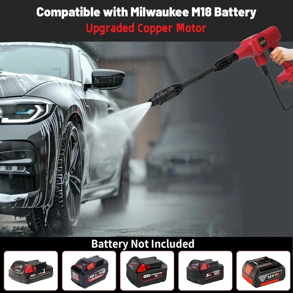 Cordless Pressure Washer for Milwaukee M18 Battery, Portable Cordless Power Wash