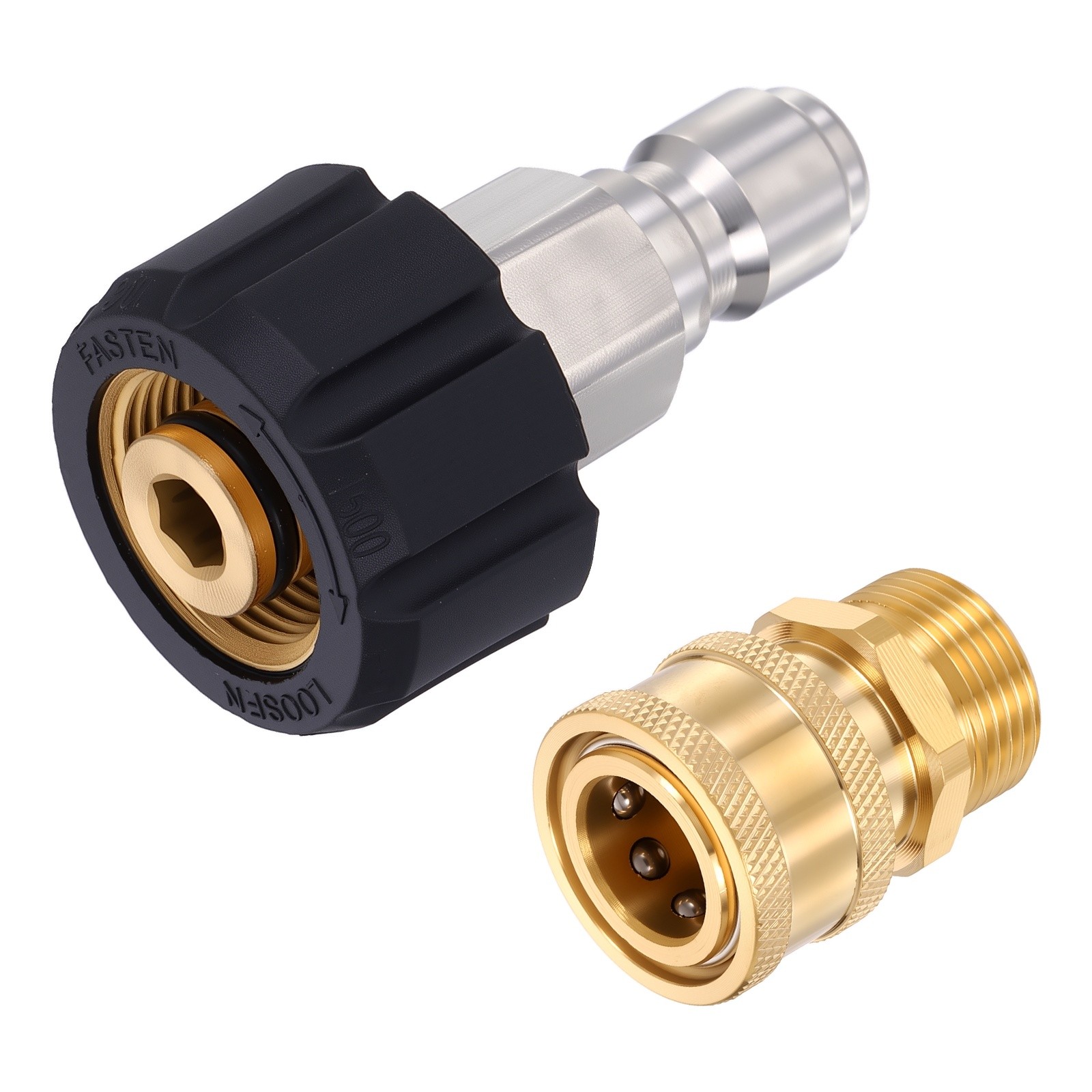 Brass Pressure Washer Adapter, M22 14mm&3/8″ Female to 3/8″&M22 14mm Male