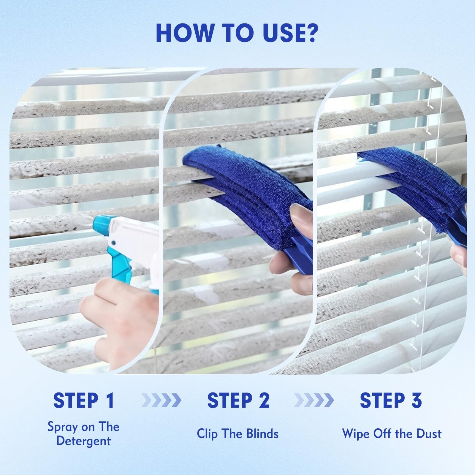 Window Blind Cleaner Duster Brush – 2 Pack with 6 Reusable Microfiber Black