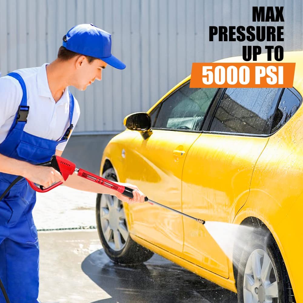 Pressure Washer Gun Extension Wand 5000 PSI 38 Inch Adjustable Length Red