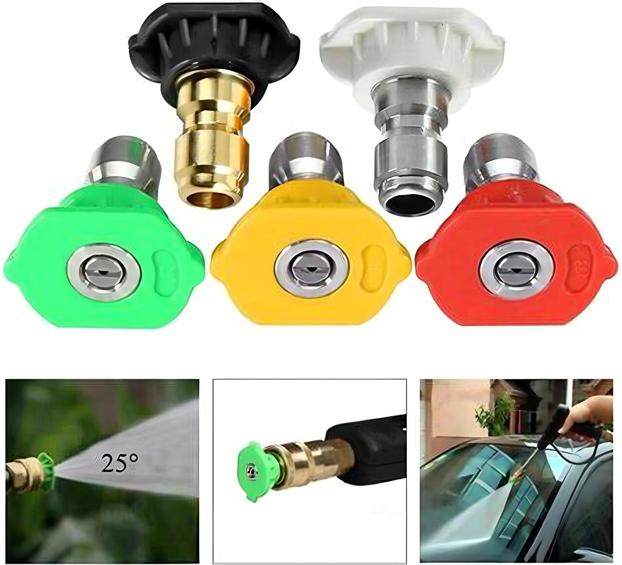 High Power 5PCS 1/4 Pressure Washer Spray Tips Nozzle Quick Connect Set