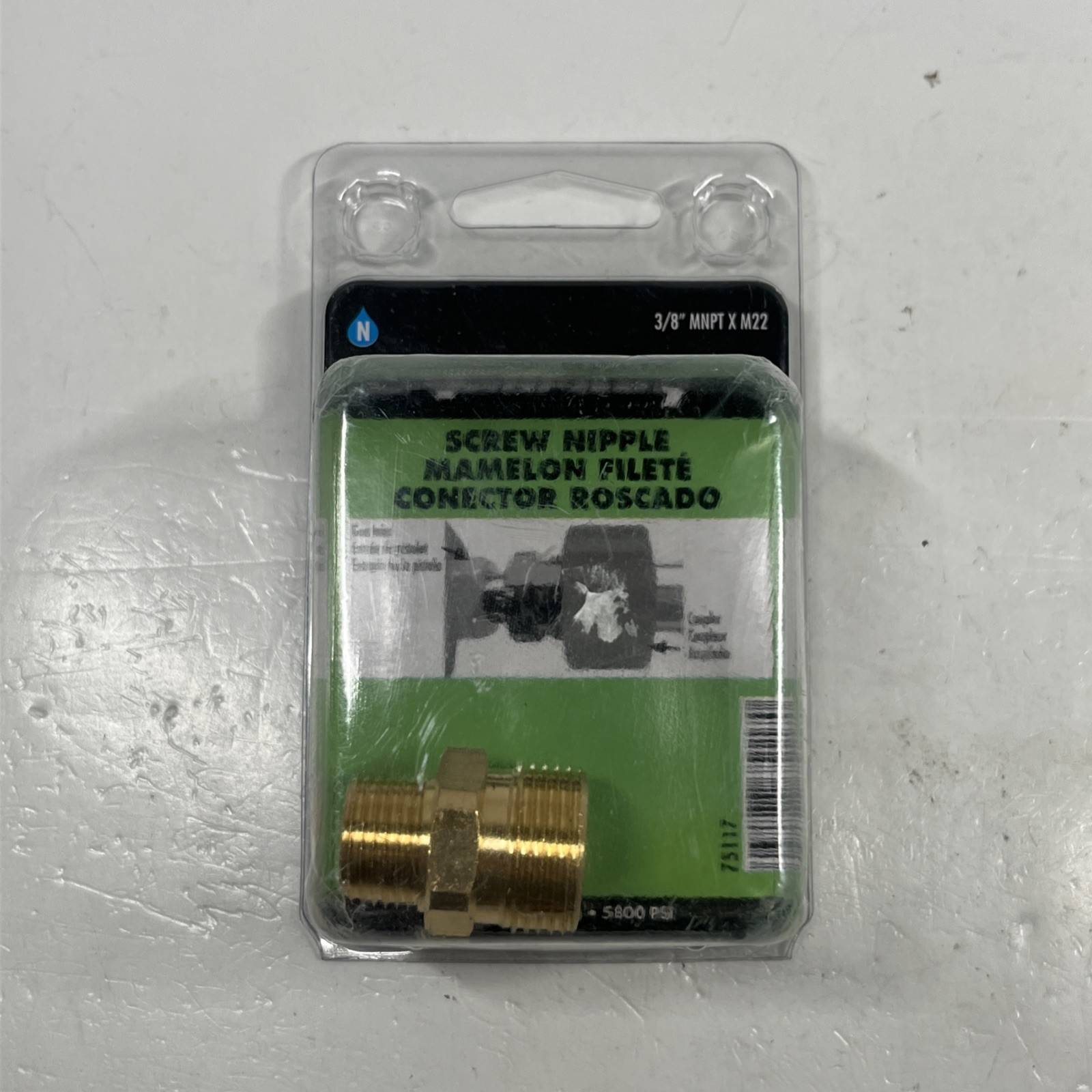 Forney 75117 Pressure Washer FITTING Screw Nipple, M22M to 3/8″ MALE Brass
