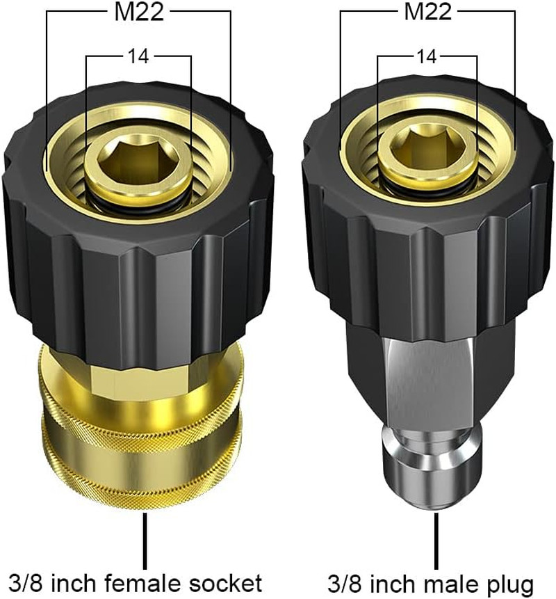 Pressure Washer Adapter M22 14Mm to 3/8” Quick Connect Fitting 4500PSI | Power