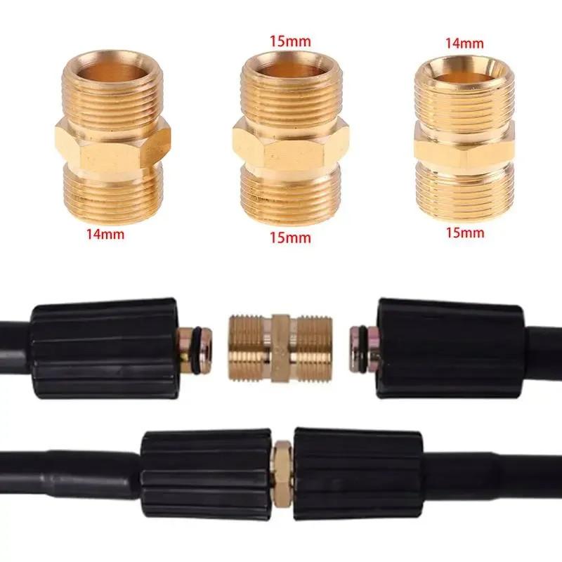 High Pressure Washer Hose Extension Connector Adapter, M22 14Mm & 15Mm Male Thre