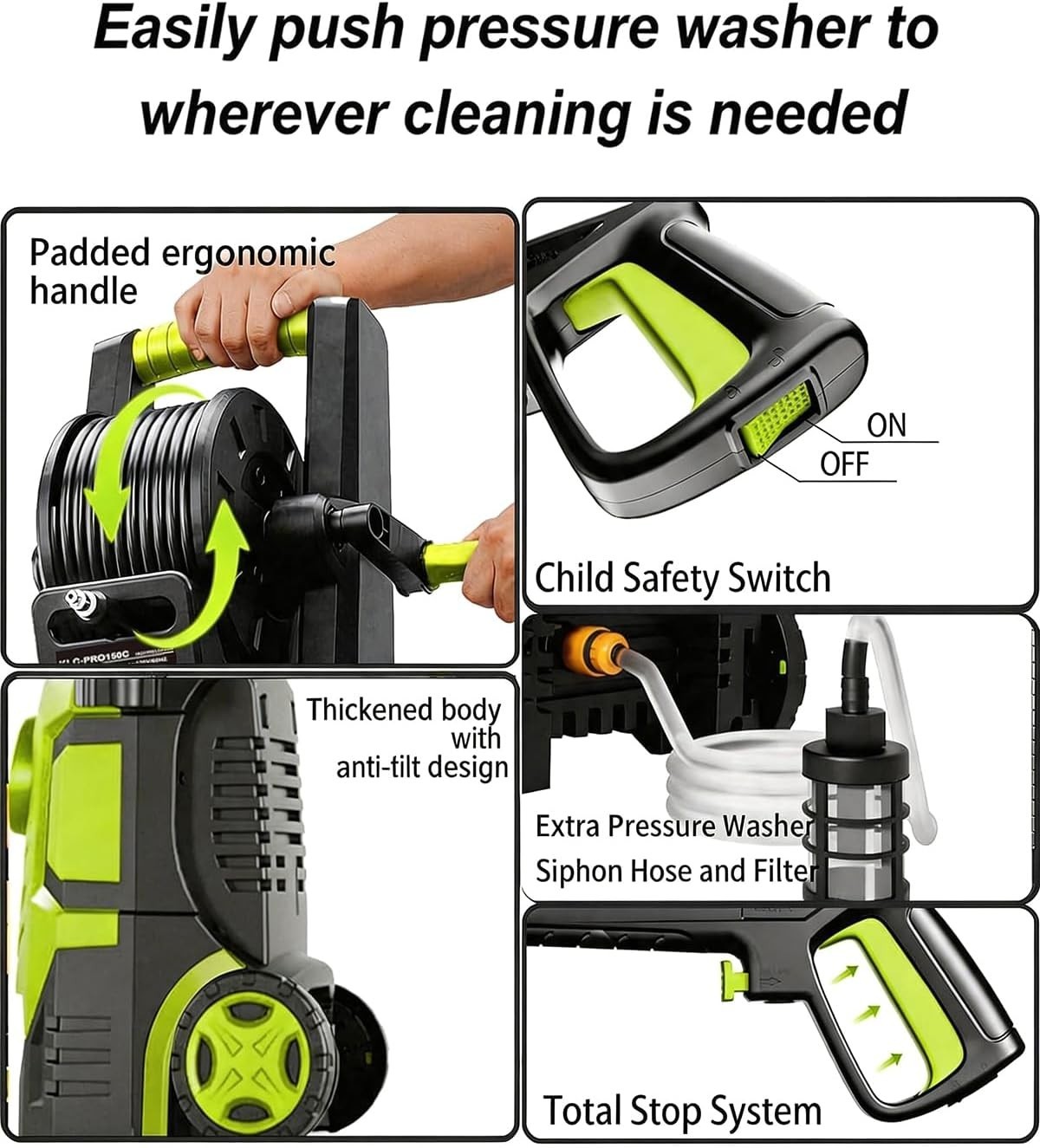 Pressure Washer 5000PSI 8 Level Adjustable Touch Screen Nozzles Foam Cannon