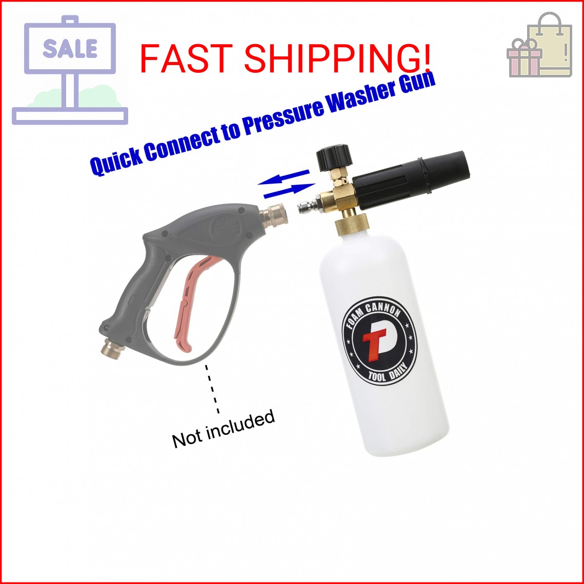 Tool Daily Foam Cannon with 1/4 Inch Quick Connector, 1 Liter, 5 Pressure Washer