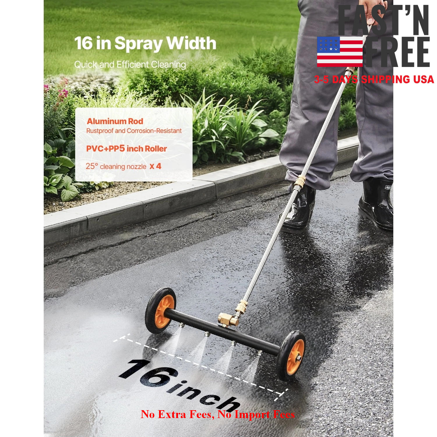 16″ Undercarriage Pressure Washer, Stainless Steel Pressure Surface Cleaner, NEW