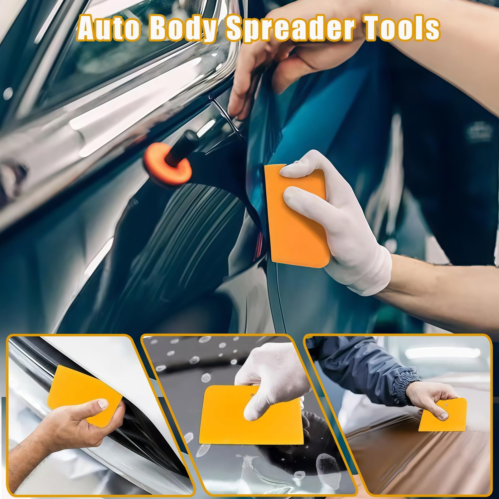 AVERZELLA Body Filler Spreader, 9-Pack Reusable large medium small, Yellow
