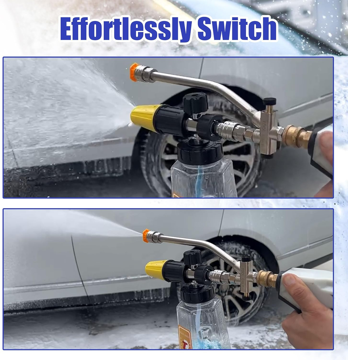 Foam Cannon Dual-Connector Accessory, Pressure Washer Double Tip Attachment…