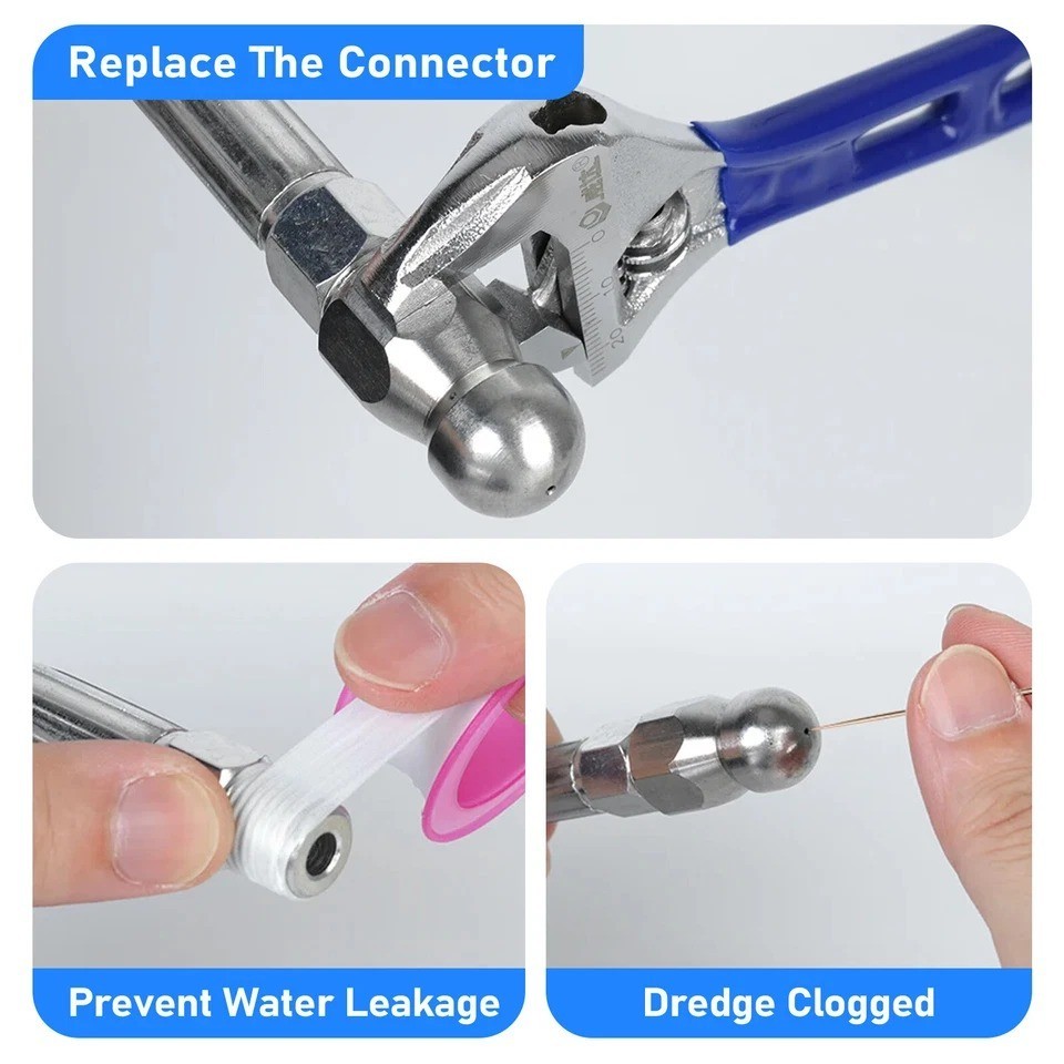 Stainless Steel Sewer Jetter Nozzle Pressure Washer Drain Cleaning Nozzles Tips