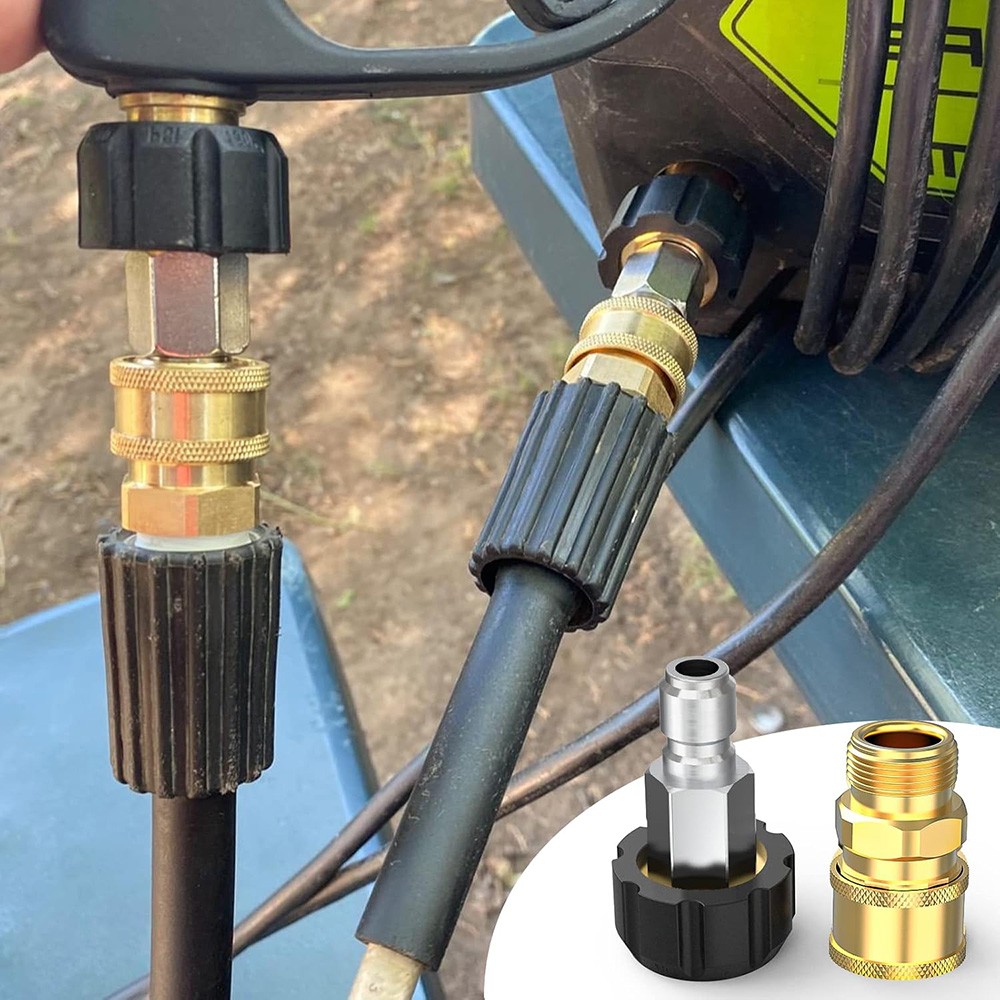 4PCS Brass Quick Disconnect Kit M22 14mm to 3/8″ High Pressure Washer Gun Hose