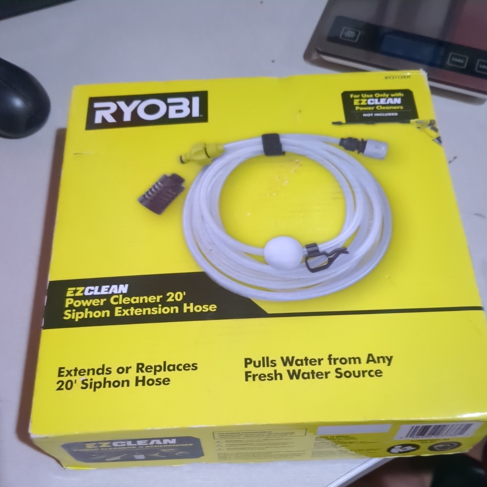 RYOBI EZClean Power Cleaner 20 ft Siphon Extension Hose Pressure Washer RY3112EH